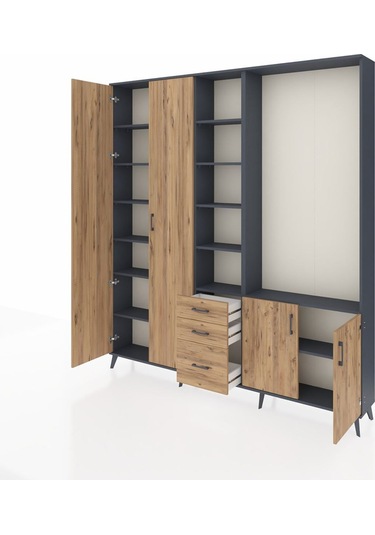 Arges Dolap 13 Raflı 3 Çekmeceli 4 Kapaklı 220x30x243 Antrasit-çam/çam Atlas Çam/atlas Çam Arges Dolap 13 Raflı 3 Çekmeceli 4 Kapaklı 220x30x243 Antrasit-çam/çam Atlas Çam/atlas Çam