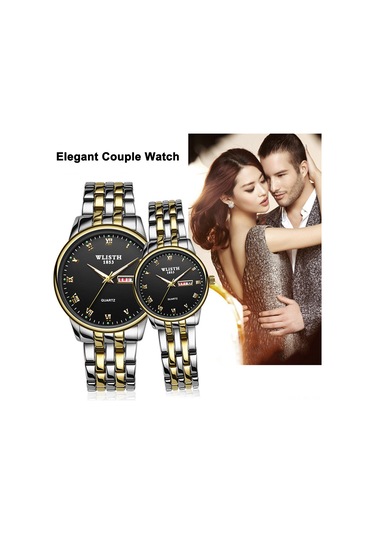 Skycity Wlısth Q359 Kadın Kol Saati - Kuvars Hareketli, Gündüz/gece Görünür, Hafta/gün Gösterici, Gümüş Kasa Beyaz Ekran, 30m Su Geçirmezlik Siyah - Altın