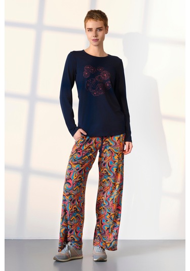 Doreanse Kadın Desenli Renkli T-shirt Pijama Takımı 25k4047-standart Çok Renkli