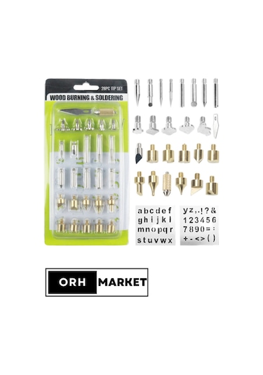60W Ahşap Yakma Kalemi ve 30'lu Dağlama Uç Seti – Oyma, Lehimleme ve Sanatsal Tasarımlar için