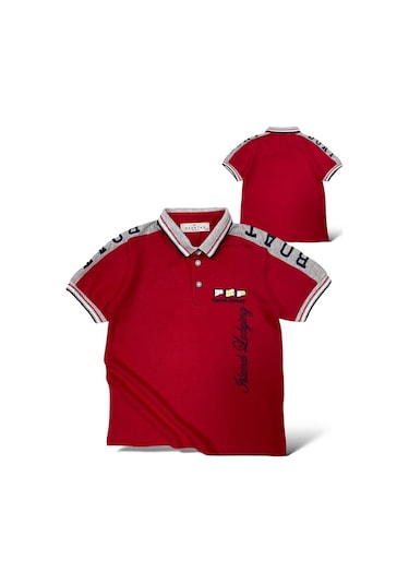 Polo Yaka Lakost Çocuk Tişört Mnk0505 Kırmızı