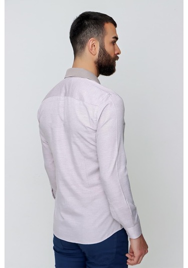 G 1491 Slim Fit Bej Spor Gömlek Bej