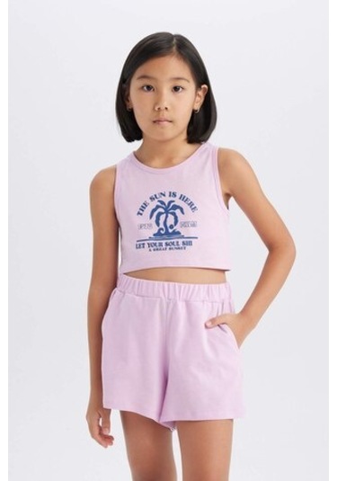 DeFacto Kız Çocuk 2'li Takım Baskılı Atlet Şort E4897A825SMPR139 Mor