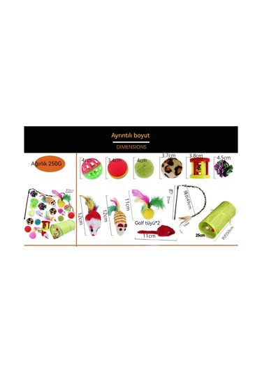 Yystore Pet Kedi Oyuncak Seti 21 Parça Kedi Oyuncak Tüneli