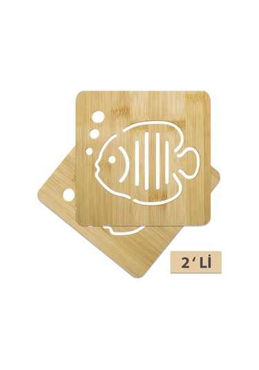 Nishev 2'li Bambu Lüx Balık Desenli Kare Nihale