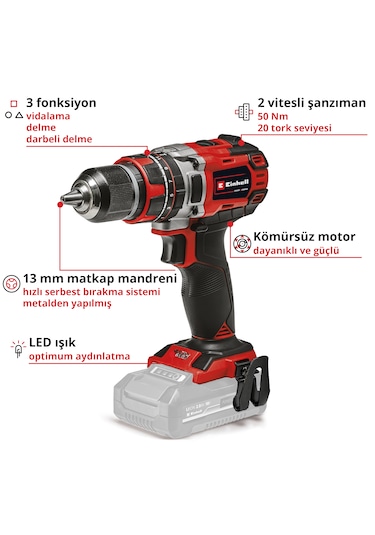 Einhell TP-CD 18/50 Li-i BL - Solo Akülü Darbeli Vidalama - 4513942