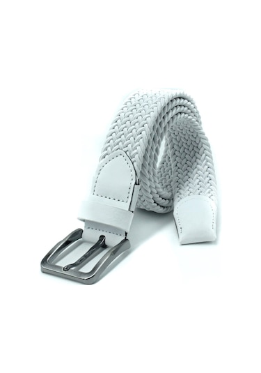 Elastik Örgü Kemer 3,5cm Beyaz Lastik Kemer Unisex