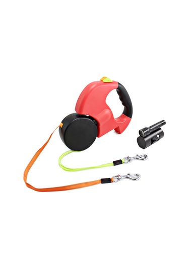 Geekyou Kırmızı Çift Kafa Otomatik Genişleyen Evcil Hayvan İpi - 3 Metre Köpek Gemi Kordonu