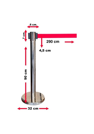 2 Adet Krom Şerit Bariyer 3mt , Yönlendirme Bariyeri, Şerit Bariyer, Protokol Bariyeri
