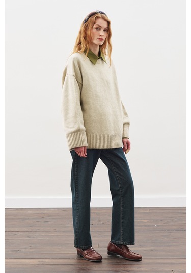 Chunky Oversıze Kazak Bej Bej