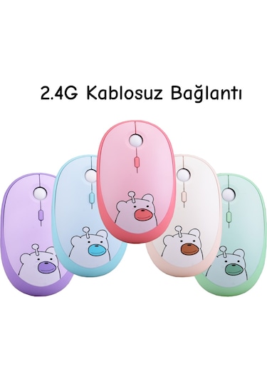 Geezer M2 Hello Bear 2.4g 1600dpi Kablosuz Mouse Mavi Smk-m2