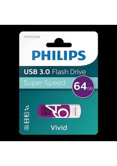 Phılıps 64gb Usb 3.0 100/150mb/s Fm64fd00b/00