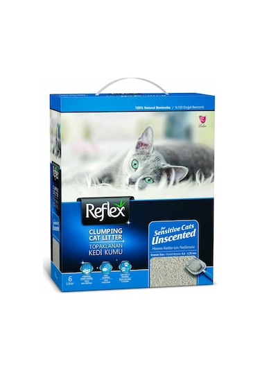 Reflex Hassas Kediler İçin Parfümsüz Topaklaşan Bentonit Kedi Kumu 4 x 6 L