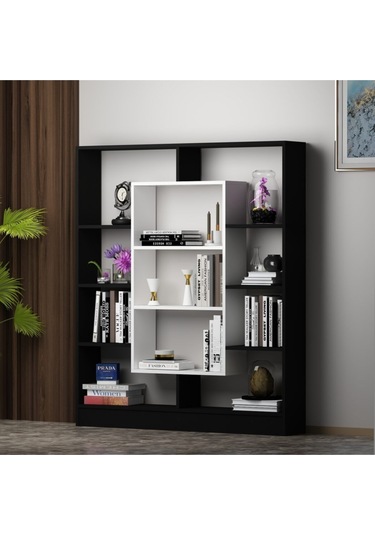 Venüs Kitaplık - Siyah / Parlak Beyaz