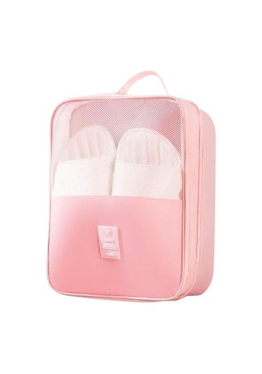 Su Geçirmez Saklama Çantası Tekerlekli Kutu Aksesuarları Bavul Düzenleyiciler Taşınabilir Ayakkabı Çantası Ev Pembe