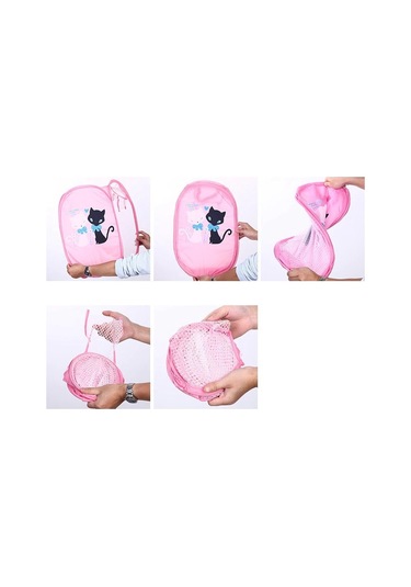 Karikatür Figürlü Katlanır File Oyuncak Ve Çamaşır Sepeti Çok Renkli