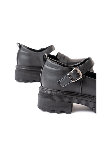 745-771 Siyah Kadın Günlük Yüksek Tabanlı Loafer Ayakkabı Beyaz