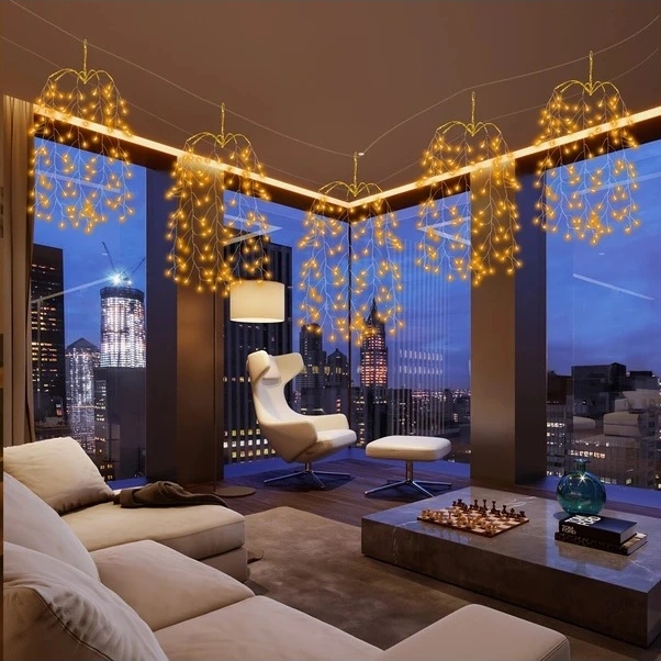 Trendooze 300 Led Sıcak Beyaz Bahçe Işıkları Şerit, 8 Modlu Buton Kontrol