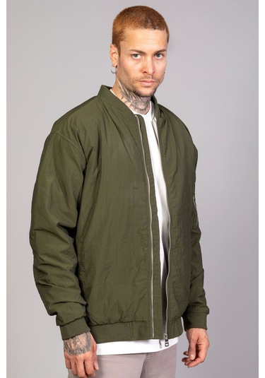 Haki Regular Fit /krinkıl Kumaş İçi Kapitone Pilot Erkek Ceke... Indıgo