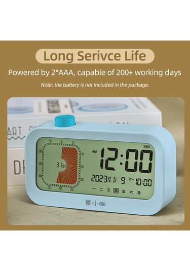 Dofolink Görsel Zaman Yöneticisi Öğrenci Zamanlayıcı - Lcd Ekran İki Gösterim, Geri/sayaç 1-60 Dakika, Takvim/tarih/saat/alarm, 3 Erteleme, Dönme Tuşu Pil Yok Beyaz