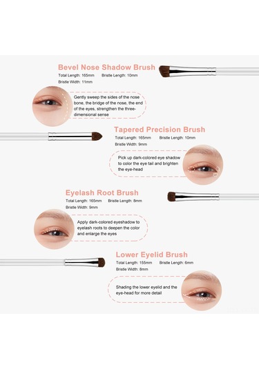 Vkemall Doğal At Kılı Göz Fırçası Seti - 7 Parça, Taşınabilir, Yüksek Kalite Ahşap Sap, Çeşitli Renk Seçenekleri