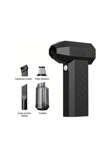 Honeybeeshop Siyah Elektrikli Hava Ufleyici 130000rpm Super Guclu Kablosuz Sarj Edilebilir Fircasiz Motorlu 3 Kademeli Toz Ufleyici Bilgisayar Klavye Ve Dis Mekanlar Icin