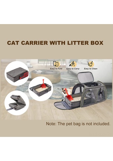 Geekyou Taşınabilir Çok Amaçlı Kedi Kutuğu - İçinde Su Geçirmez Peva Linerli Katlanabilir 24x40cm Dikdörtgen Kedi Tuvaleti