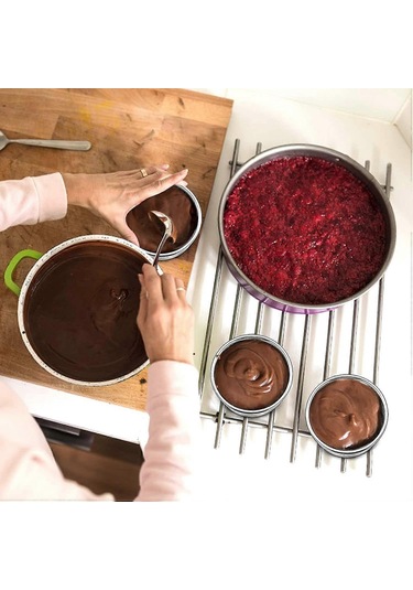 4 İnç Küçük Kek Kalıbı 3'lü Set, Paslanmaz Çelik Mini Yuvarlak Smash Kek Pişirme Kalıbı 3 Parça Çok Renkli