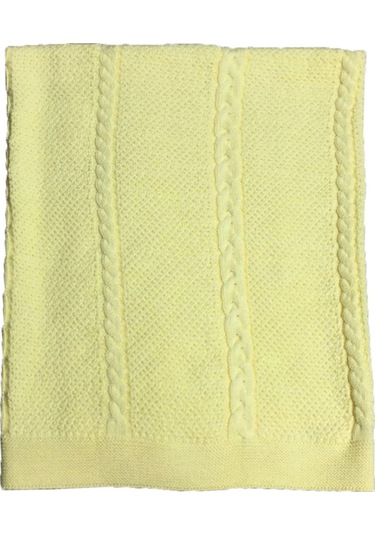 Triko Saç Örgü Erkek Çocuk Yenidoğan Battaniye Sarı