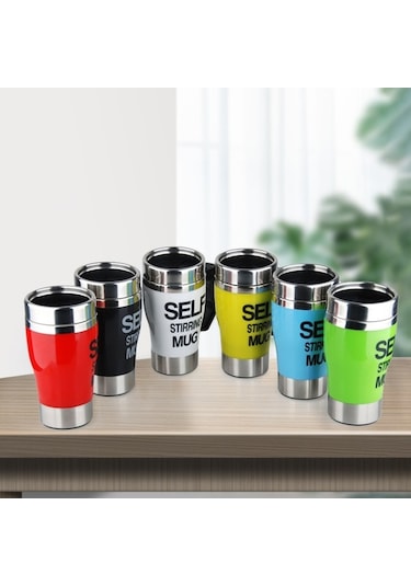 Dancemonkey Otomatik Karıştırmalı 350ml Çelik Termos - Kahve, Çay İçin Siyah Siyah