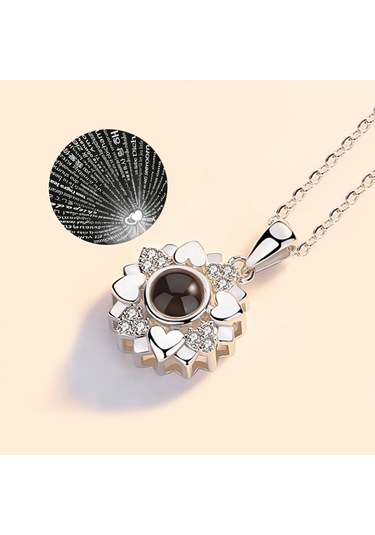 Chavin 100 Dilde Seni Seviyorum Projeksiyon Kalp Kolye Ed07By Beyaz