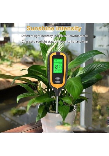 Novahub 4'ü 1 Arada Toprak Ölçer Toprak Nem, Işık, Ph, Sıcaklık Çimler, Bitkiler, Otlar İçin
