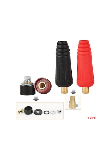 Dkj10-25 200a Konnektör Çift 10-25mm2 Kablo Yüksek Akım Kilitli Panel Tip Konnektör Kaynak Makinesi