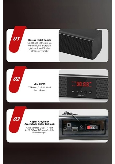 Torima Kts-2035 Siyah 30 W Usb Tf Aux Girişli Suwoofer Soundbar Ev Sinema Sistemi