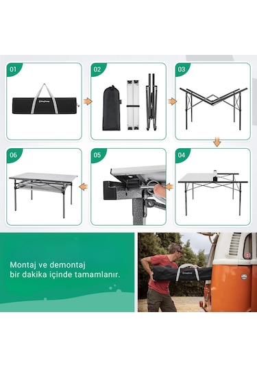 Kingcamp Granite Plus Xxl Alüminyum Katlanır Kamp Masası Silver Gri