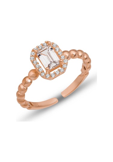 Blackcraft Gümüş Ayarlanabilir Rose Beyaz Baget Taşlı Kadın Yüzük Bc-ae70f5 Renkli