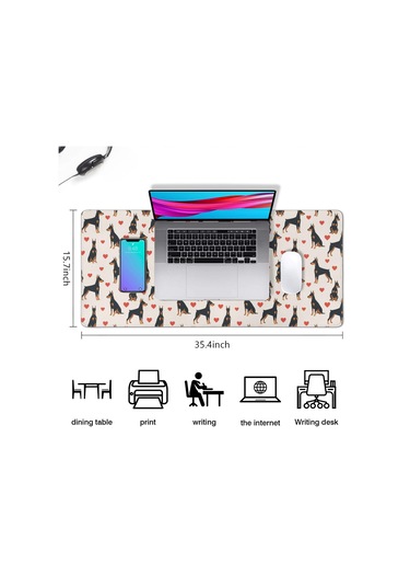 Doberman Desenli Büyük Oyun Mouse Pad 35.4x15.7 Inch, Kaymaz, İnce, Uzun-a2