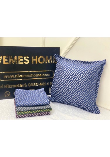 Nivemeshome Monet Zigzag Elyaf Dolgulu Kırlent Lacivert 45 X 45 Lacivert