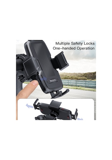 Yesido C127 Çift Taraflı Ayarlanabilir Bisiklet Kolu Telefon Tutucu Siyah Siyah