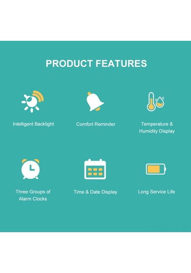 Youtek Beyaz Usb Şarjlı Lcd Ekranlı Dijital Hava Nem Ve Sıcaklık Ölçer - Saat, Tarih, Alarm Ve Işık Fonksiyonlu Ev Ofis Tespit Cihazı