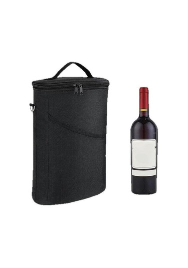 Dolıty 2 Şişe Şarap Tote Çantası Balıkçılık Plaj Açık Siyah Çok Renkli