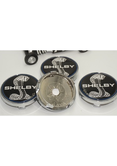 Ford Mustang Shelby Kobra Logo Jant Göbeği Kapak Seti  60mm