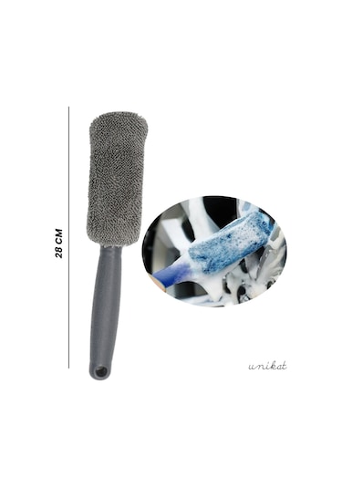 Jant Ve Egzoz Temizlik Süngeri Mopu Mikrofiber Metalsiz İçi Sünger Yumuşak Gri 1 Adet