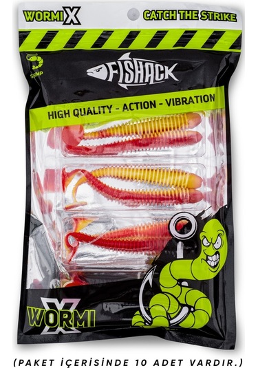 Silikon Kurt Yem - 4,2g 105mm - Turna/levrek Silikonu - 1 Adet - Kırmızı/sarı - Karides Kokulu