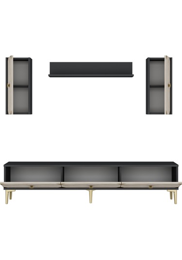 Tvr1897atg Alfa Tv Ünitesi Takımı Antrasit-traverten-gold 180cm