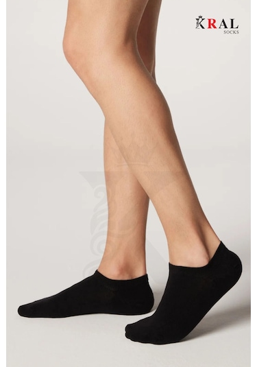 Kral Socks Düz Desen Sneakers Pamuklu Terletmez Unisex Çorap 6 Çift - Siyah