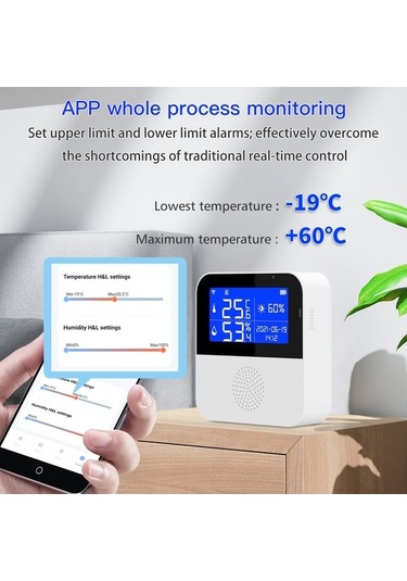 Dancemonkey Wıfı Ve Tuya Sıcaklık Sensörü, Nem Ölçer Lcd Ekranlı Algılama 2,9 Yf