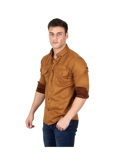 Deepsea Erkek Taba Çift Cep Süet Gömlek 2302329 Taba