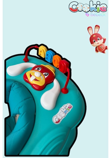 Cookie Ayarlanabilen Müzikli Yumuşak Pedli Lüks Yürüteç Turkuaz