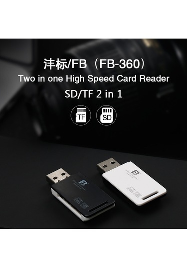 Fosenze Fb360 Usb 2.0 Çift Taraflı Tf/sd Kart Okuyucu, Fotoğraf Makinesi İçin Çok Fonksiyonlu Beyaz Kart Okuyucu